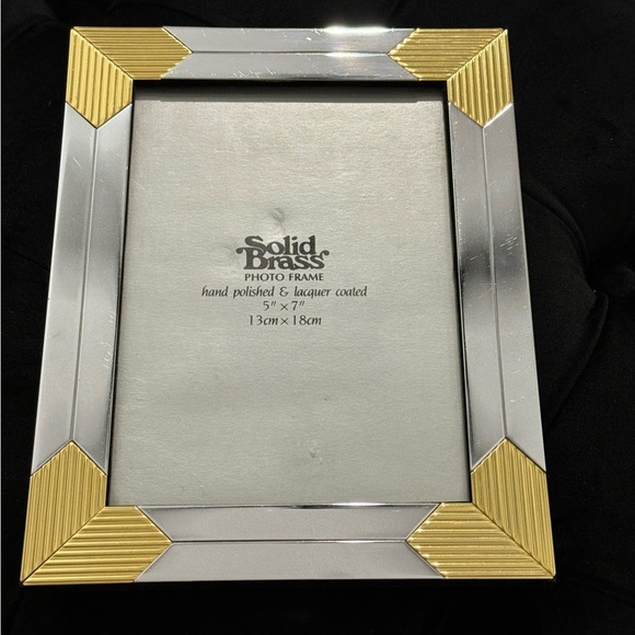 Vintage Solid Brass & Chrome Art Deco Revival Ornate Photo Frame 5x7 EUC 80s 90s - Picture 1 of 11